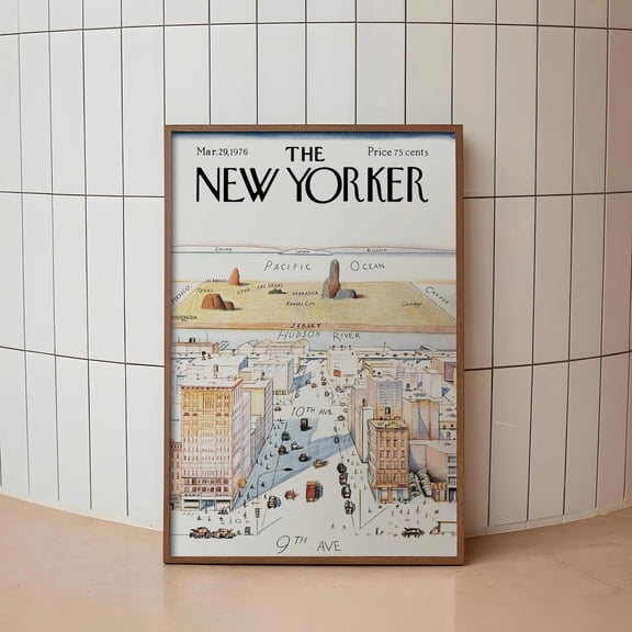 New Yorker 9th Avenue NYC Map Satire Vintage Cover Poster