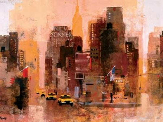 New Yorker & Cabs Canvas Art - Colin Ruffell (18 x 24)