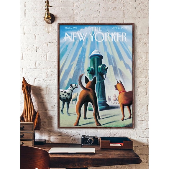 New Yorker Dog Poster Iconic 2005 Cover Art With Dogs And Hydrant ...