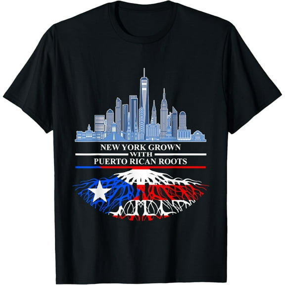 New Yorker Half Puerto Rican New York City Puerto Rico Flag T-ShirtMen and women, Black T-shirt, size: Extra large