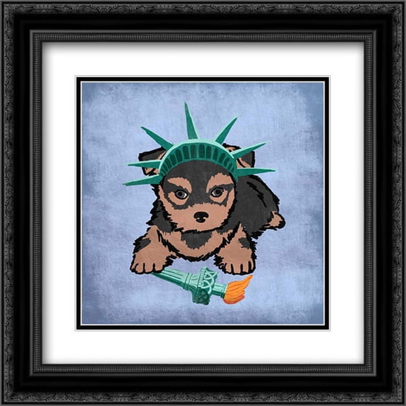 New Yorkie 2x Matted 20x20 Black Ornate Framed Art Print by Prime, Marcus