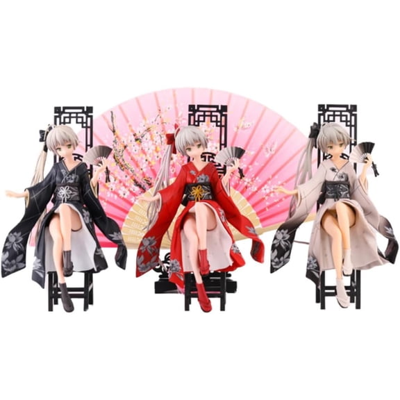 New Yosuga Kasugano Sora 3pc (Kimono Fan Ver) Character Anime Model Statue Action Figures Desktop Ornament Popular Decorations Fan Souvenirs Creative Gift Collectable