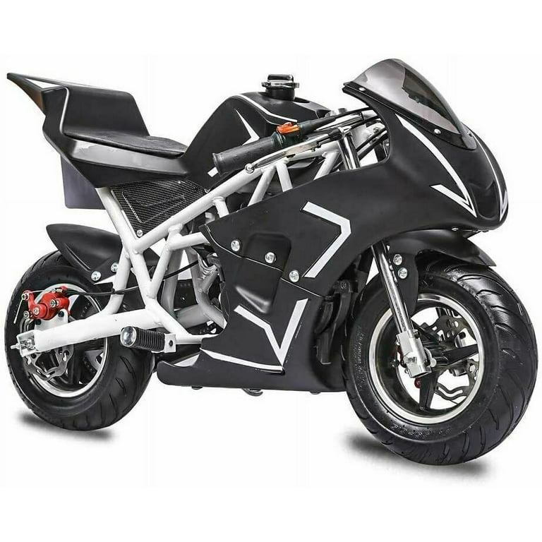 BOWPFW 40 cc 2 Stroke Gas Powered Mini Bike with Speed 18 mph Black White Walmart