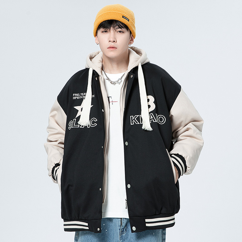 New Youth Trendyy Hooded Fake Twopiece Baseball Uniform for Boys