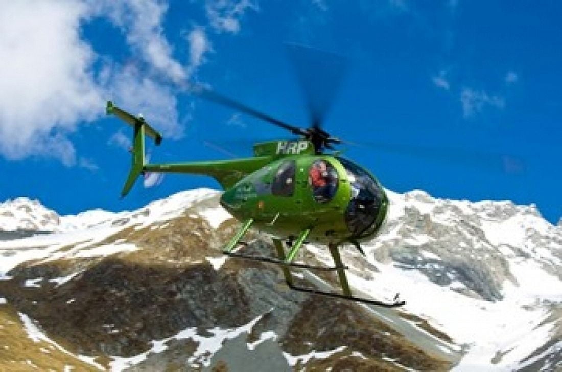 New Zealand Arrowsmith Range Helicopter Canvas Art - Fredrik Norrsell DanitaDelimont (36 x 24)