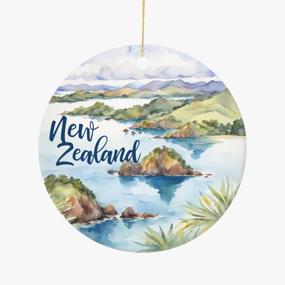 New Zealand Bay of Islands Kiwi Travel Keepsake Souvenir Gift Ceramic Christmas Ornament Holiday Tree Hanging Gift for Travelers Friends Family Xmas Keepsake