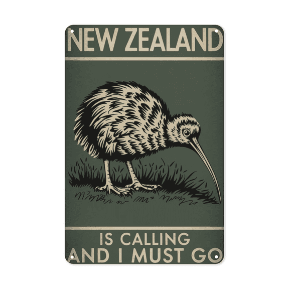 New Zealand Is Calling And I Must Go Metal Tin Sign Adventure Travel Room Decor Perfect For Hanging In Office Dorm Rustic Vintage Finish Weatherproof Coating Gift For Wanderlust Explorer 8x12 inch