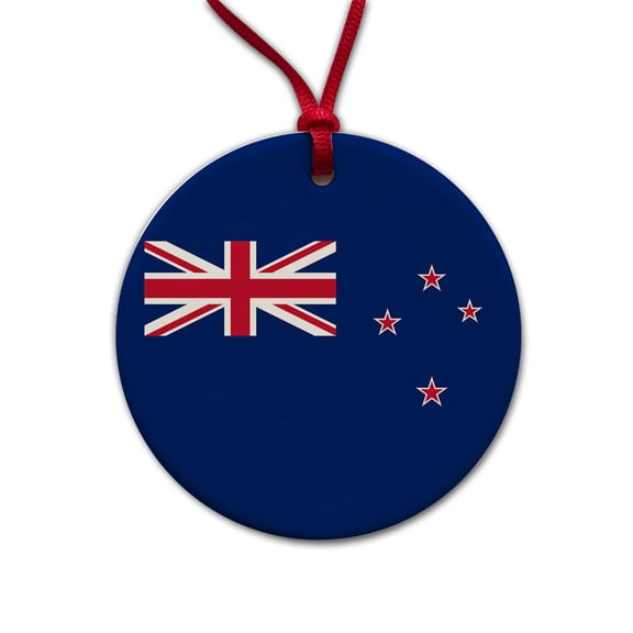 New Zealand Country Flag Christmas Tree Holiday Round Ceramic Ornament