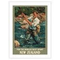 thumbnail image 1 of New Zealand - For the Worlds Best Sport - Trout Fly Fishing Angler - Vintage Travel Poster by Maurice Alec Poulton c.1936 - Bamboo Fine Art 290gsm Paper (Unframed) 12x16in, 1 of 4
