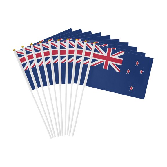 New Zealand Handheld Flag 5.5x8.2 Inch - 10 Pack, Mini New Zealand Stick Flags for Parades, Sports Events, and Decorations
