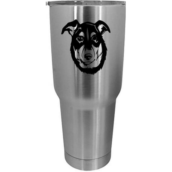 New Zealand Heading Dog Themed Etched 30oz Stainless Steel Tumbler