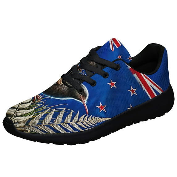 New Zealand Kiwi Bird and Fern Shoes Sneakers for Women Men Black Size 7.5