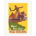 thumbnail image 1 of New Zealand - Maori War Canoe - Vintage Travel Poster by Marcus King c.1950s - Fine Art Matte Paper Print (Unframed) 11x14in, 1 of 4