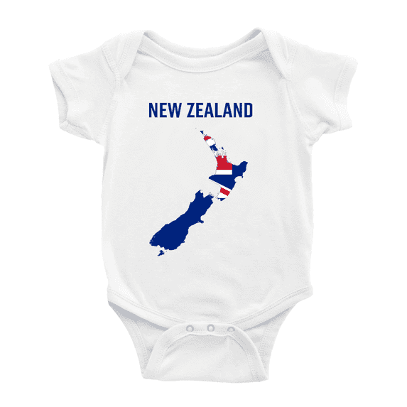 New Zealand Map Flag Cute Baby Rompers Newborn Clothes Outfits (White, 6-12 Months)