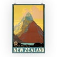 thumbnail image 1 of New Zealand - New Zealand - Mitre Peak - (artist: Mitchell, Leonard E. c. 1935) - Vintage Advertisement (16x24 Giclee Gallery Print, Wall Decor Travel Poster), 1 of 3