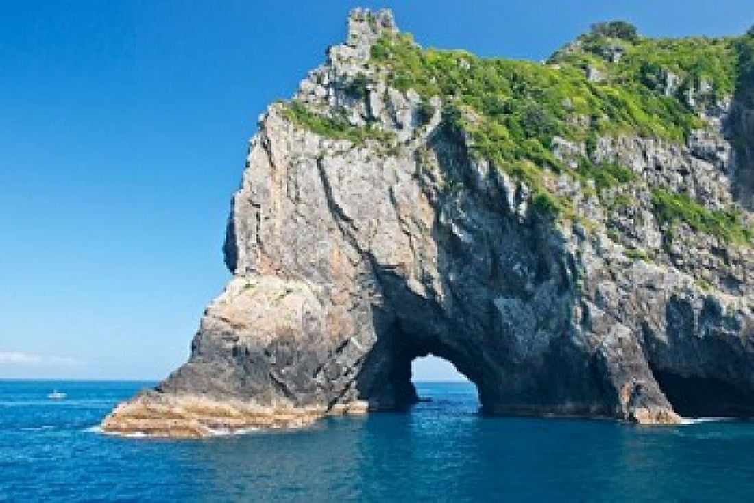 New Zealand North Island Bay of islands Hole in the Rock Canvas Art - Rob Tilley DanitaDelimont (36 x 24)