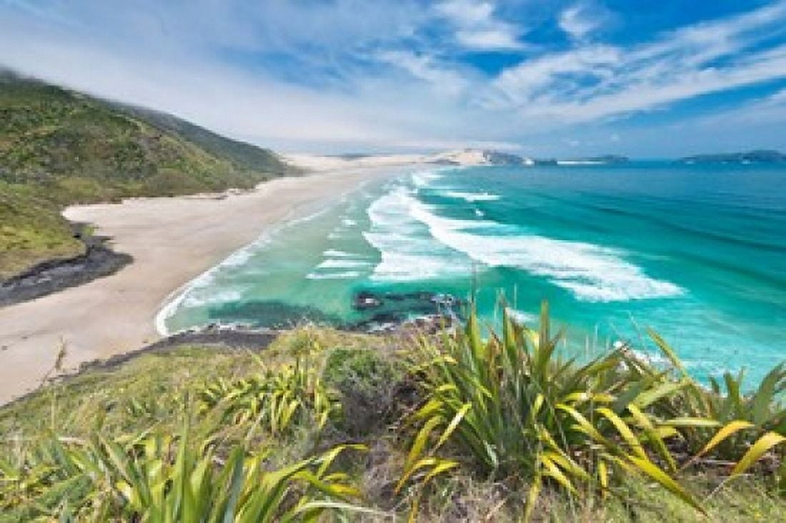 New Zealand North Island Cape Reinga Te Werahi Beach Canvas Art - Rob Tilley DanitaDelimont (34 x 23)