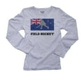 thumbnail image 1 of New Zealand Olympic - Field Hockey - Flag - Silhouette Women's Long Sleeve Grey T-Shirt, 1 of 2