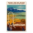 thumbnail image 1 of New Zealand - Playground of the Pacific - Get in the Queue for Queenstown - Vintage Travel Poster c.1930 - 8 x 12 inch Vintage Metal Tin Sign, 1 of 4