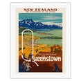 thumbnail image 1 of New Zealand - Playground of the Pacific - Get in the Queue for Queenstown - Vintage Travel Poster c.1930 - Fine Art Rolled Canvas Print 20in x 26in, 1 of 4