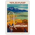 thumbnail image 1 of New Zealand - Playground of the Pacific - Get in the Queue for Queenstown - Vintage Travel Poster c.1930 - Master Art Print 10in x 14in, 1 of 4