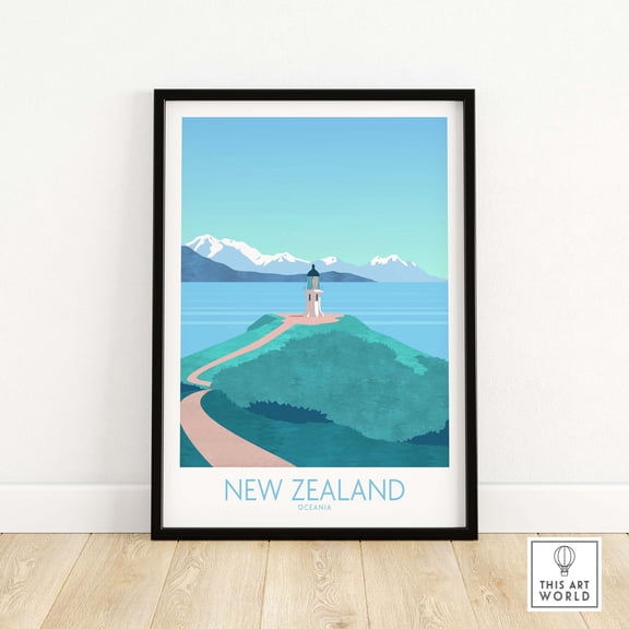 New Zealand Print NZ Travel Poster New Zealand Wall Art Framed amp Unframed New Zealand Ar