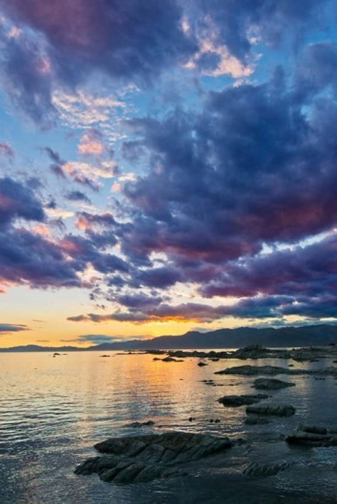 New Zealand South Island Kaikoura South Bay Sunset Canvas Art - Rob Tilley DanitaDelimont (18 x 24)