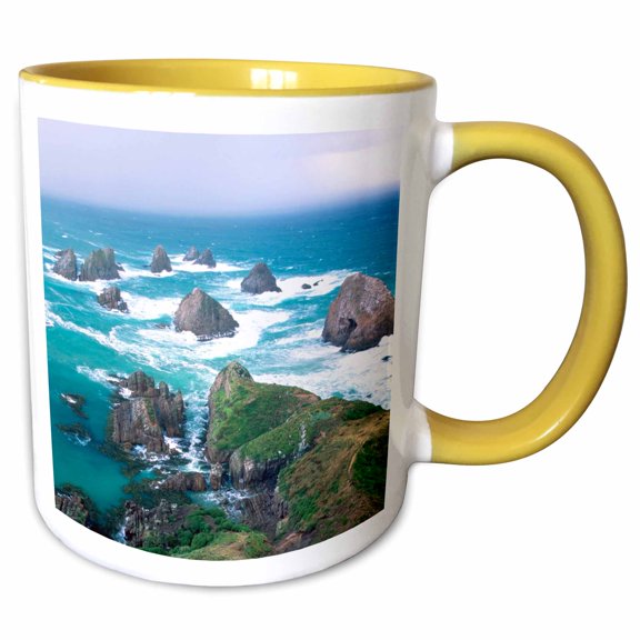 3drose, New Zealand, South Island, Nugget Point-au02 Jst0007 - Jay Sturdevant, 11oz Two-tone Yellow Mug