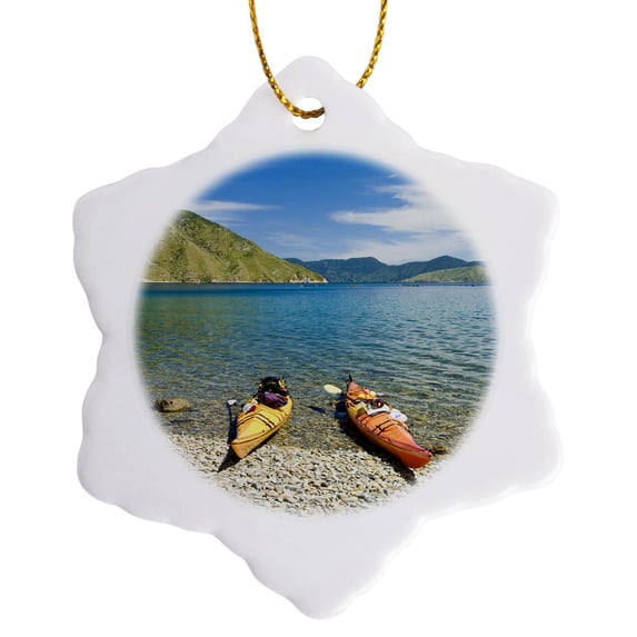 3drose, New Zealand, South Island, Tawhitinui, Kayaking-au02 Fno0173 - Fredrik Norrsell, 3 inch Snowflake Porcelain Ornament