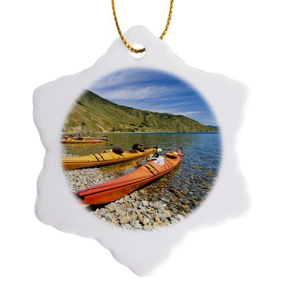 3drose, New Zealand, South Island, Tawhitinui, Kayaking-au02 Fno0175 - Fredrik Norrsell, 3 inch Snowflake Porcelain Ornament