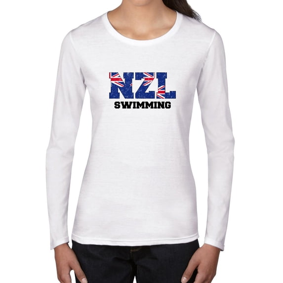 New Zealand Swimming - Olympic Games - Rio - Flag Women's Long Sleeve T-Shirt