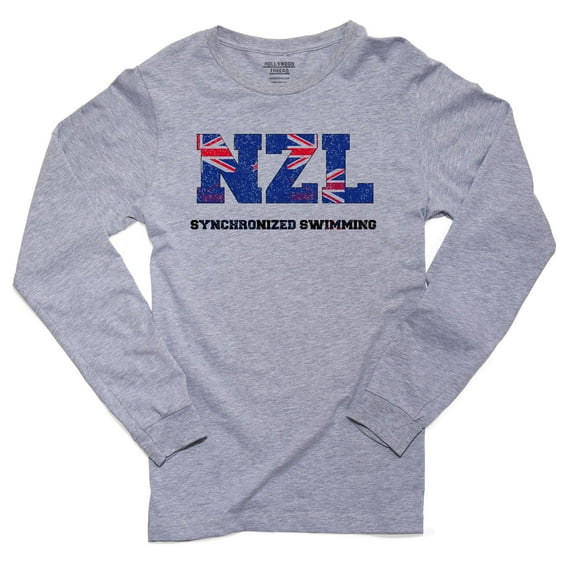 New Zealand Synchronized Swimming - Olympic Games - Rio - Flag Men's Long Sleeve Grey T-Shirt