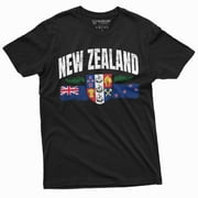 New Zealand T-Shirt Mens Womens Kiwi New Zealand Flag Tee Shirt Large Black