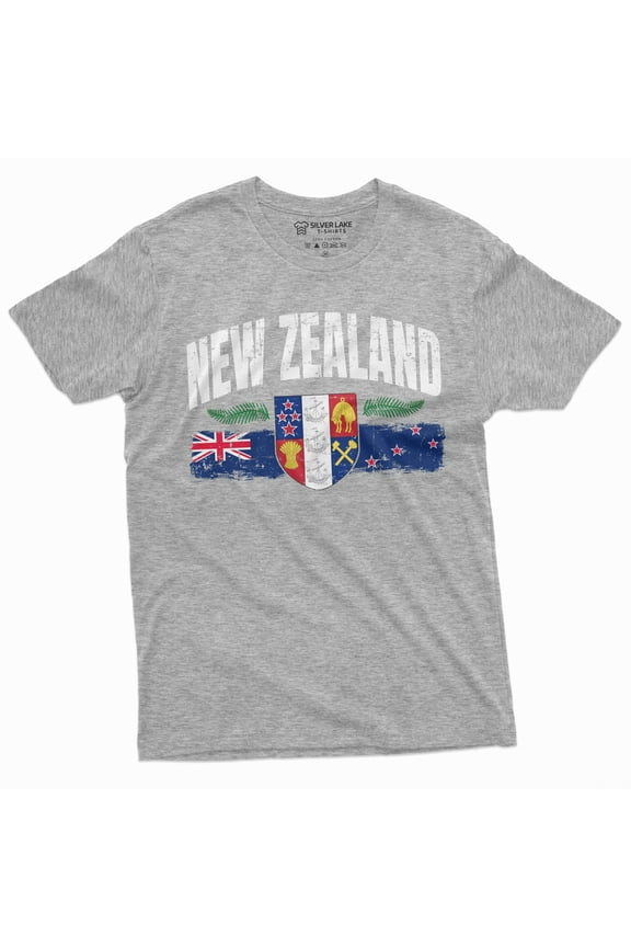 New Zealand T-Shirt Mens Womens Kiwi New Zealand Flag Tee Shirt (Small Grey)