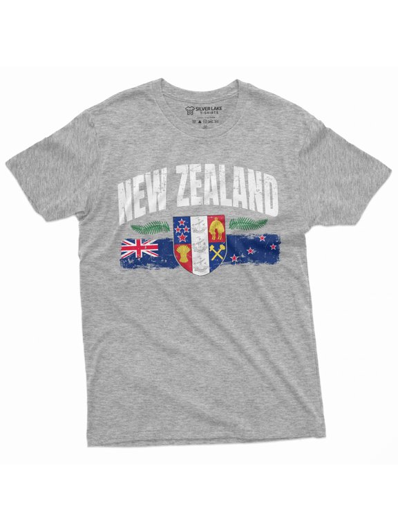 New Zealand T-Shirt Mens Womens Kiwi New Zealand Flag Tee Shirt (Small Grey)