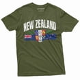 thumbnail image 1 of New Zealand T-Shirt Mens Womens Kiwi New Zealand Flag Tee Shirt (Xx-Large Military Green), 1 of 6
