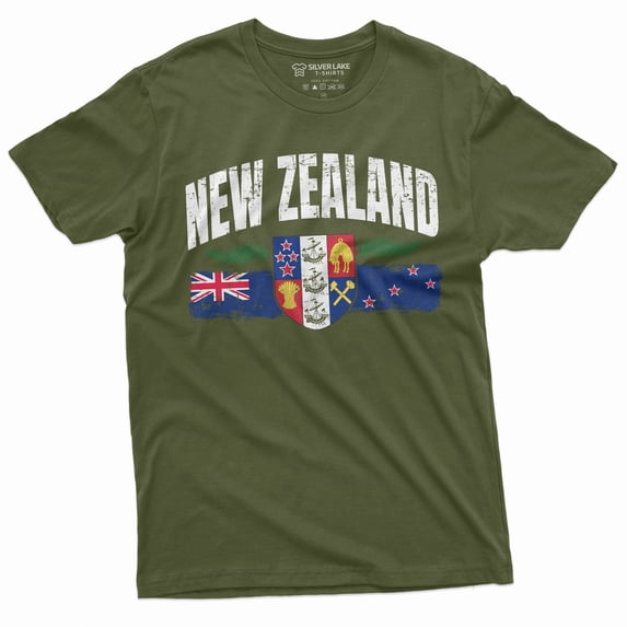 New Zealand T-Shirt Mens Womens Kiwi New Zealand Flag Tee Shirt (Xx-Large Military Green)