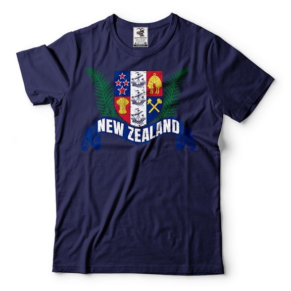 New Zealand Unisex Shirt New Zealand Country Flag Logo Shirt Mens Womens New Zealand Shirt (Large Navy Blue)