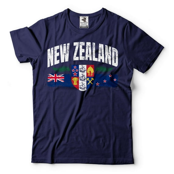 New Zealand Unisex Shirt New Zealand Country Flag Logo Shirt Mens Womens New Zealand Shirt (Medium Navy Blue)