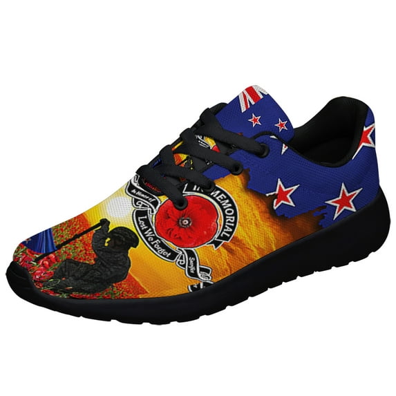 New Zealand Veteran In Memorial LeStWe Forget New Zealand Memorial Honoring Fallen Soldiers Veterans F Shoes Sneakers Black Size 10.5