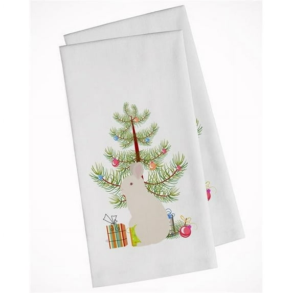 New Zealand White Rabbit Christmas White Kitchen Towel - Set of 2