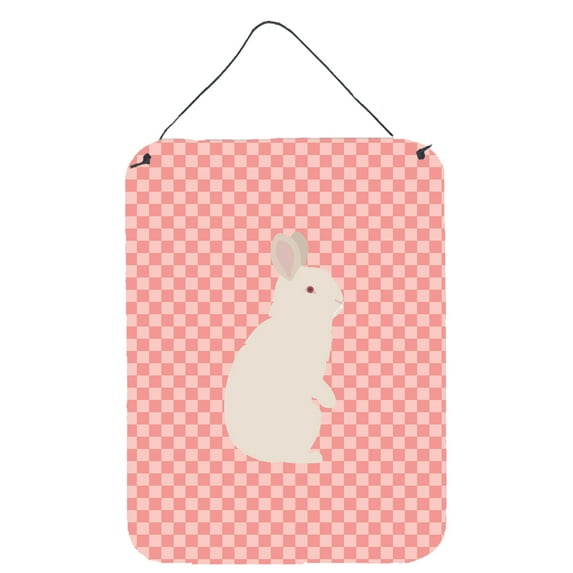 New Zealand White Rabbit Pink Check Wall or Door Hanging Prints