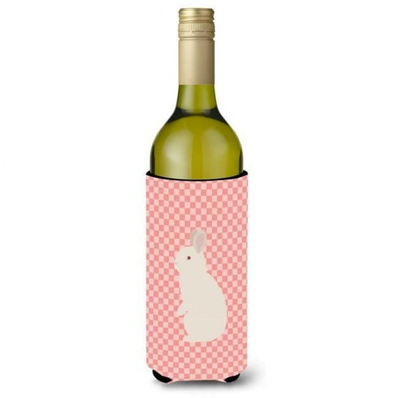 New Zealand White Rabbit Pink Check Wine Bottle Beverge Insulator Hugger