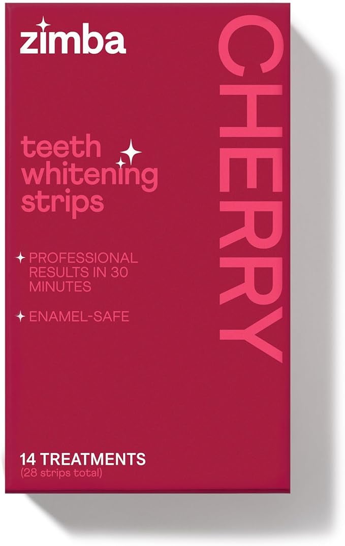 New Zimba Cherry Flavored Teeth Whitening Strips Vegan, Enamel Safe