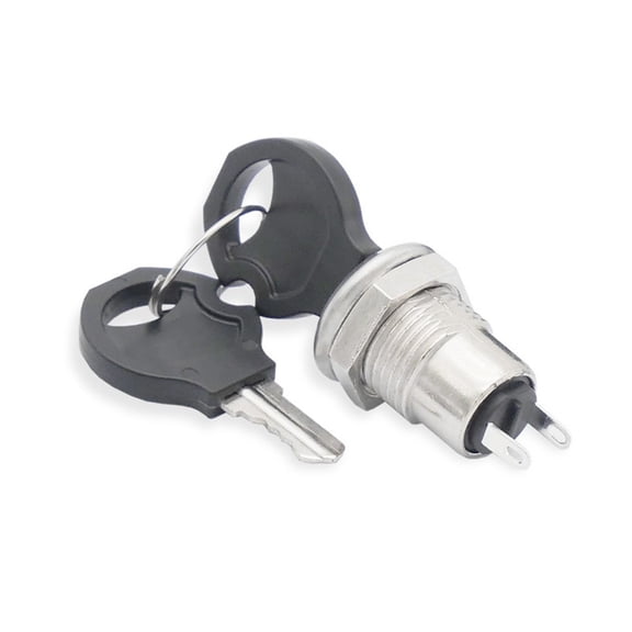 New Zinc Alloy Power Lock Key Switch, 2-Pin Silver-Plated Contacts, Compatible With Elevators, Forklifts, Telecom Base Stations