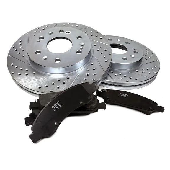 New Zinc-Plated Brake Disc and Pad Kit Compatible With Cadillac Chevrolet Corvette Z06 8 Cyl 7.0L Corvette 50th Anniversary Edition 8 Cyl 5.7L 1997-2013 By B71550450732