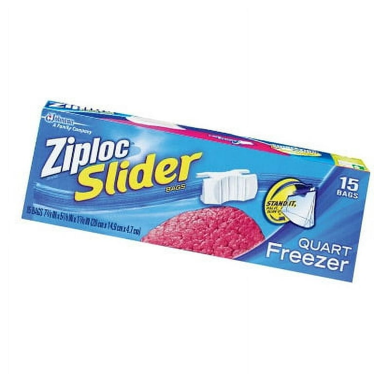 Ziploc Slider Bags, Freezer, Quart - 15 bags