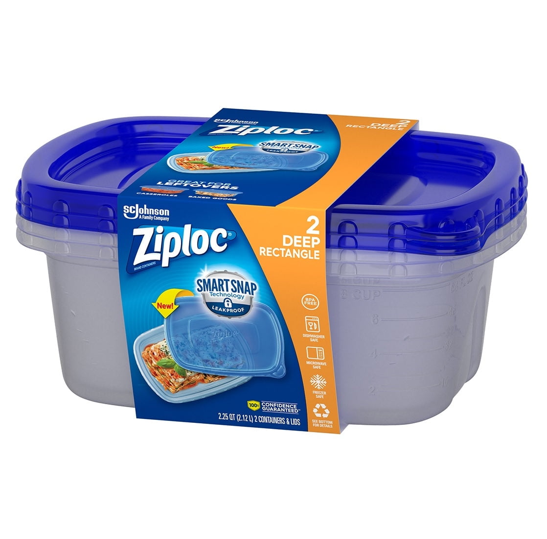 New Ziploc 70941 Deep Rectangle Food Storage Container, Plastic