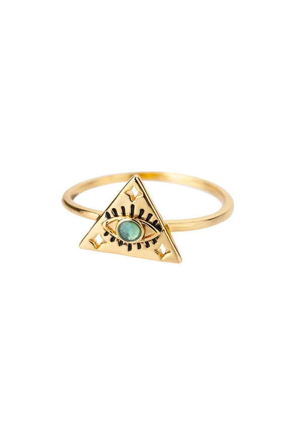 Womens Triangle Ring Elegant Zircon Inlay Copper Ring Electroplated Finish Ring Fashion Jewelry Ring Simple Ring Beautiful Look Accessory Gold and Silver