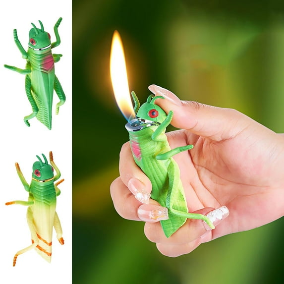 New and Unique Simulation Shaped Open Flame Lighter Desktop Ornament to Play with Relieve Stress and Prank Green